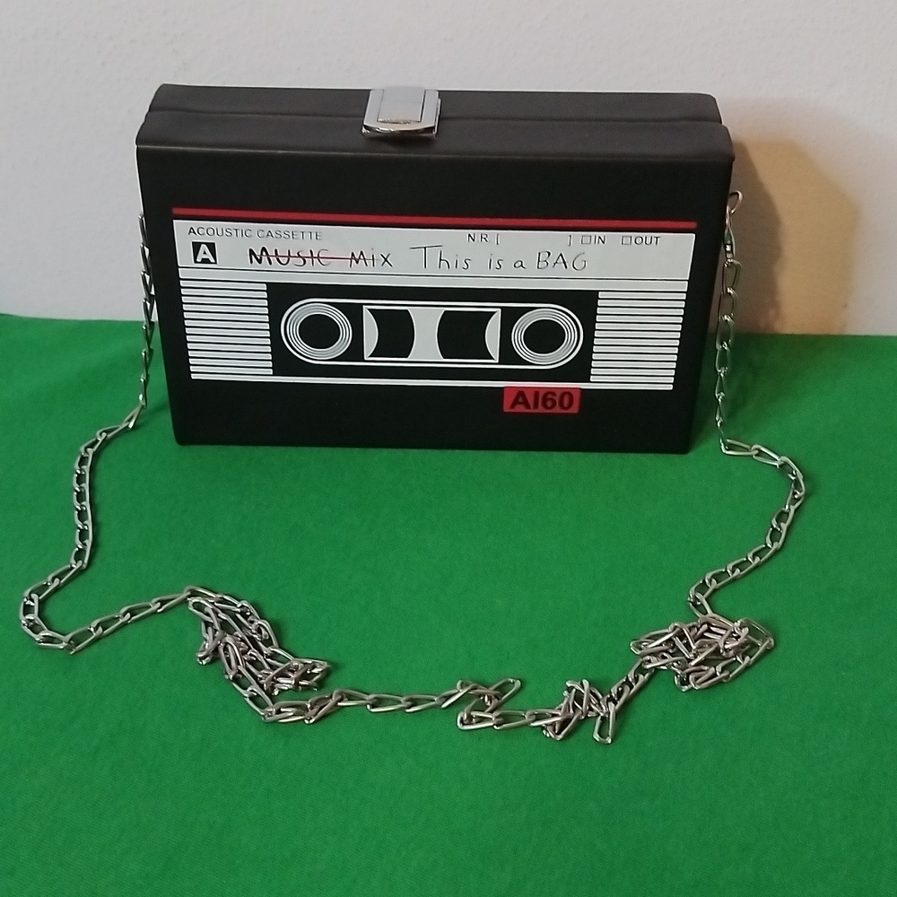 Black / White Cassette Tape Purse
